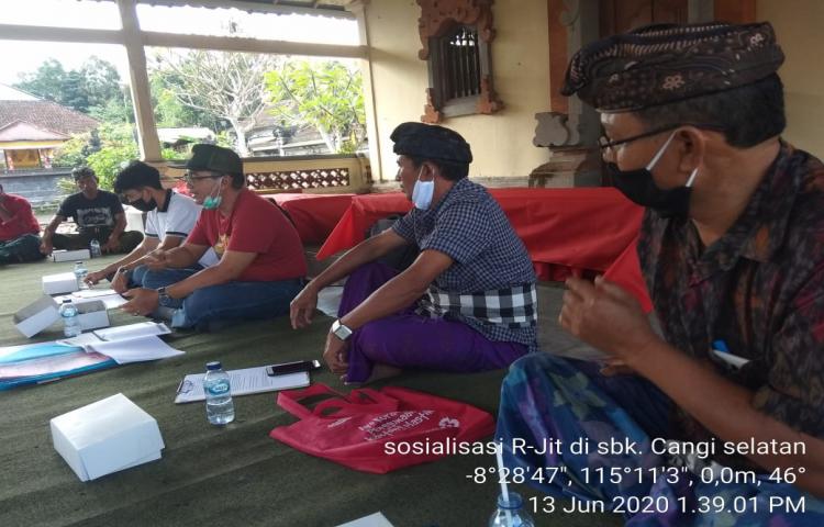 Sabtu 13/6/20 PPL dampingi Tim dari Balai Besar bersama Pj. Perbekel Sosialisasikan Pembangunan Rehabilitasi Jaringan Irigasi Tersier (RJIT) di Subak Cangi Selatan Sembung Mengwi