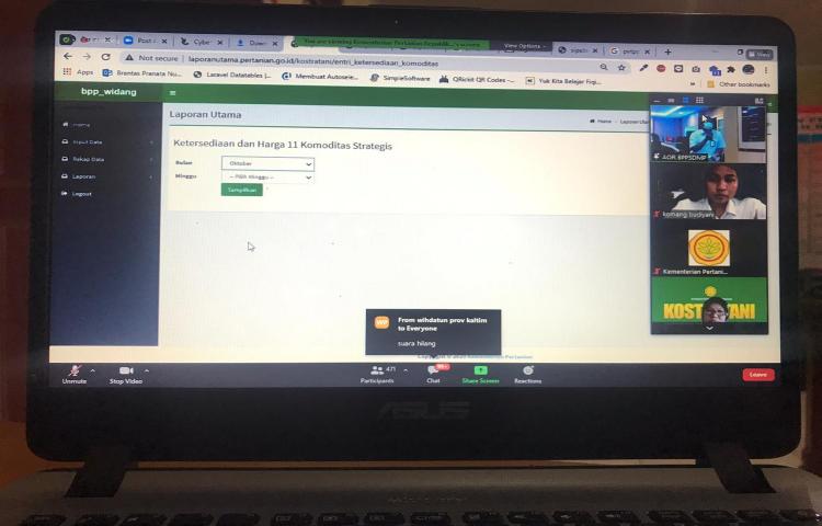 Terkait Input Data Komoditas Strategis, Sekretaris Diperpa Rabu, 21/10/2020 Pantau Zoom Meeting Konstratani Admin Kecamatan